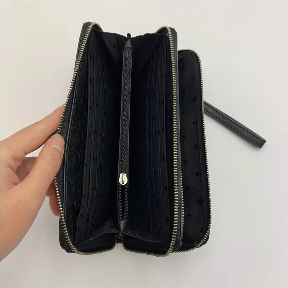 FOSSIL Black Cowhide Leather Clutch Wallet Keyhole Zip Around 8"x4.25" - Picture 5 of 9